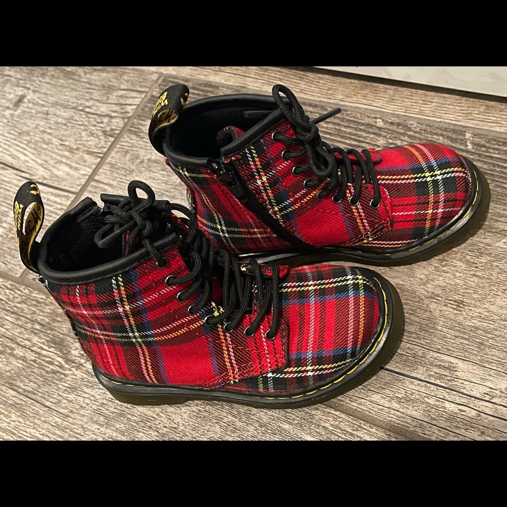 Toddler Doc Martens | Red Stewart Tartan Plaid size 8T NIB